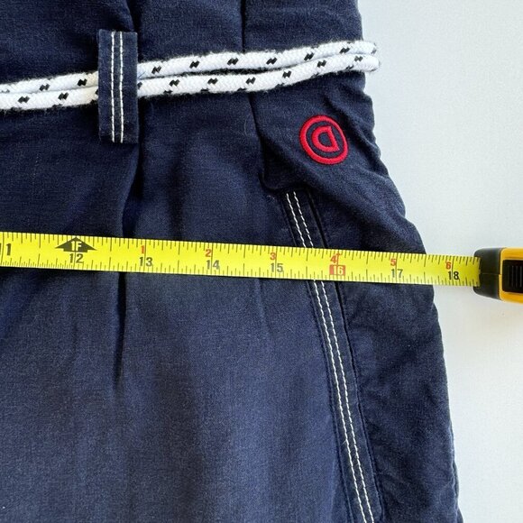 Desigual Baggy Trouser Pants Navy Coastal Preppy Cord Belt Small - Picture 6 of 9